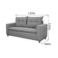 Sofa Bali 3 Lugares Com Almofadas Soltas Tecido Linho 187cm JC Estofados Medidas