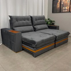 Sofa Brasil 4 Lugares Retratil E Reclinavel 250cm Tecido Veludo Uniao Foto Real
