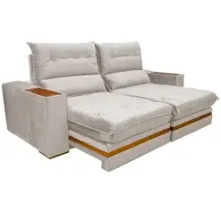 Sofa Brasil 4 Lugares Retratil E Reclinavel 250cm Tecido Veludo Uniao Marfim