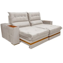 Sofa Brasil 4 Lugares Retratil E Reclinavel 250cm Tecido Veludo Uniao Marfim