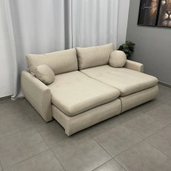 Sofa Cama Amaranto 230cm Em Linho 4 Lugares Retratil Innove Cor Cru Foto Real