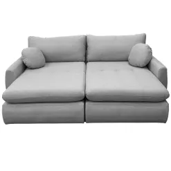Sofa Cama Amaranto 230cm Em Linho 4 Lugares Retratil Innove Cor Gelo