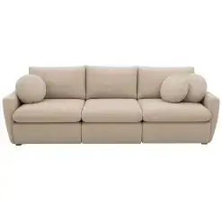 Sofa Cama Amaranto 300cm Em Linho 6 Lugares Retratil Cor Cru