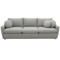 Sofa Cama Amaranto 300cm Em Linho 6 Lugares Retratil Cor Gelo