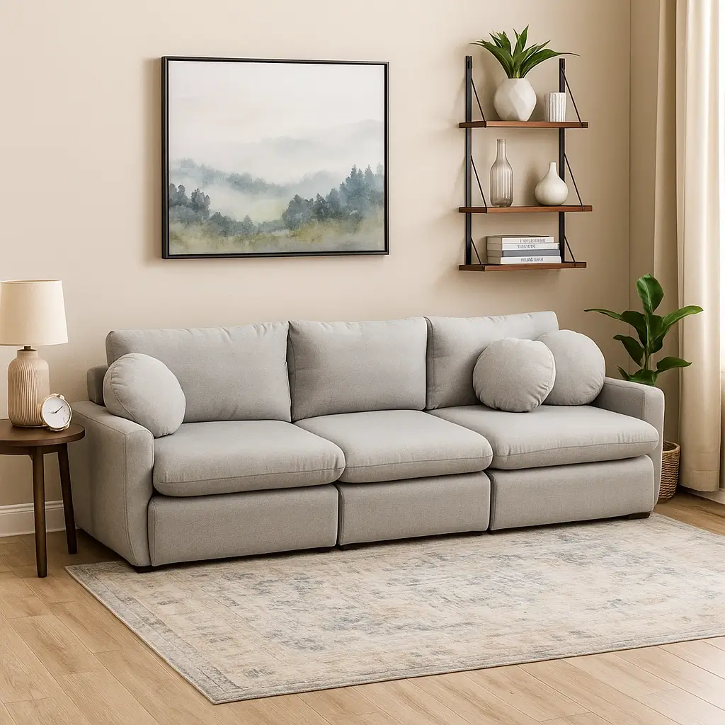 Sofa Cama Amaranto 300cm Em Linho 6 Lugares Retratil