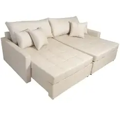 Sofa Cama Monaco Em Linho 3 Lugares Retratil E Reclinavel 200cm Orthosono Bege