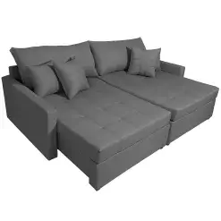Sofa Cama Monaco Em Linho 3 Lugares Retratil E Reclinavel 200cm Orthosono Cinza