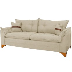 Sofa Creta 3 Lugares Tecido Linho 200cm Boareto Bege