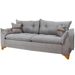 Sofa Creta 3 Lugares Tecido Linho 200cm Boareto Cinza