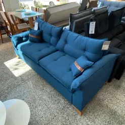 Sofa Creta 3 Lugares Tecido Linho 200cm Foto Real