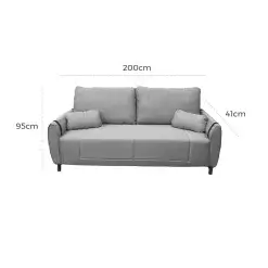 Sofa Italia 3 Lugares Tecido Linho 200cm AD Estofados Medidas