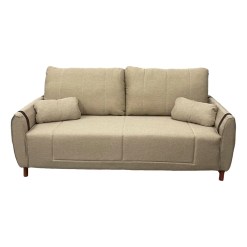 Sofa Italia 3 Lugares Tecido Linho 200cm AD Estofados Bege