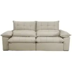 Sofa Lennon 4 Lugares Retratil E Reclinavel 250cm Tecido Veludo Uniart Bege