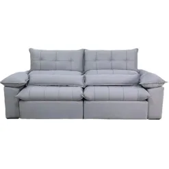Sofa Lennon 4 Lugares Retratil E Reclinavel 250cm Tecido Veludo Uniart Cinza