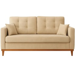 Sofa Living California Em Linho 2 Lugares Com Almofadas Soltas 180cm RR Estofados Bege