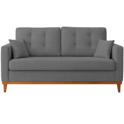 Sofa Living California Em Linho 2 Lugares Com Almofadas Soltas 180cm RR Estofados Cinza