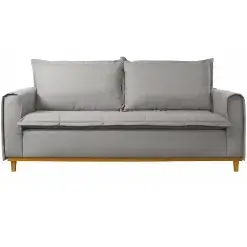 Sofa Oregon 4 Lugares Com Almofadas Soltas Tecido Linho 215cm JC Estofados Cinza