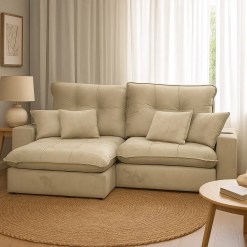 Sofa Premium 250cm Em Linho 4 Lugares Retratil E Reclinavel Aifos