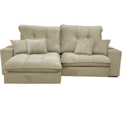 Sofa Premium 250cm Em Linho 4 Lugares Retratil E Reclinavel Aifos Bege