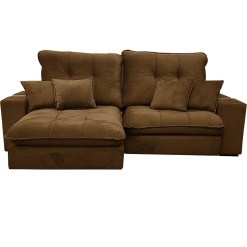 Sofa Premium Em Veludo 4 Lugares Retratil E Reclinavel 230cm Aifos Marrom