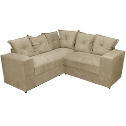 Sofa De Canto Belo 4 Lugares 180cm X 180cm Tecido Suede Felipe Estofados Bege