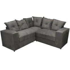 Sofa De Canto Belo 4 Lugares 180cm X 180cm Tecido Suede Felipe Estofados Cinza