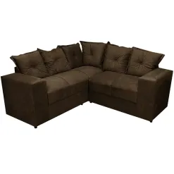 Sofa De Canto Belo 4 Lugares 180cm X 180cm Tecido Suede Felipe Estofados Marrom
