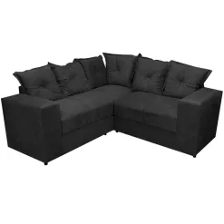Sofa De Canto Belo 4 Lugares 180cm X 180cm Tecido Suede Felipe Estofados Preto