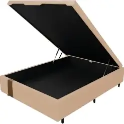 Base Box Bau Kwid Casal Em Linho 36x138x188 Cor Bege