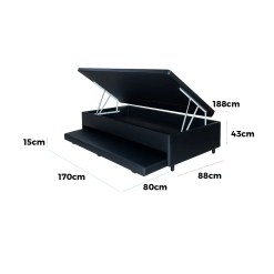 Base Box Bau Solteiro Com Auxiliar Linho 43x188x88 Alto Nivel Medidas