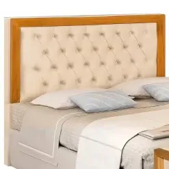 Cabeceira Imperial Casal Em Suede RA Bege