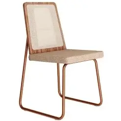 Cadeira Wood 1751 Em Aco E MDF Tecido Linho