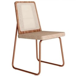 Cadeira Wood 1751 Em Aco E MDF Tecido Linho