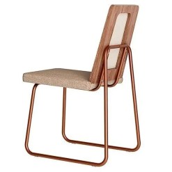 Cadeira Wood 1751 Em Aco E MDF Tecido Linho Carraro Detalhe