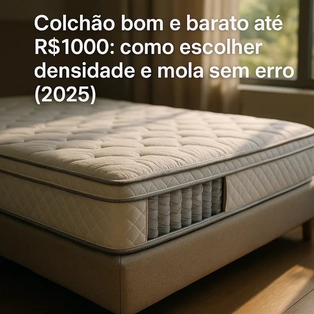 Colchão bom e barato até R$ 1000: como escolher, colchão de molas ensacadas com recorte lateral sobre base bege
