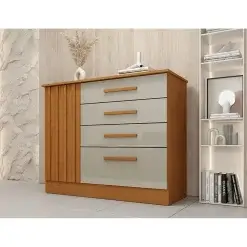 Comoda Guarani Ripado 4 Gavetas 1 Porta Tcil