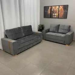 Conjunto De Sofa Belgica Com 2 E 3 Lugares Tecido Veludo Zarat Foto Real