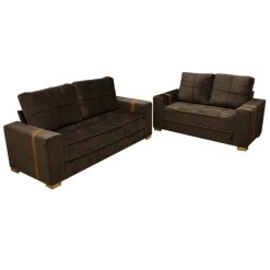 Conjunto De Sofa Belgica Com 2 E 3 Lugares Tecido Veludo Zarat Marrom