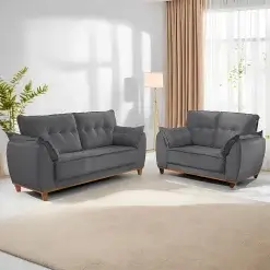Conjunto De Sofa Espanha Com 2 E 3 Lugares Tecido Veludo JC Estofados