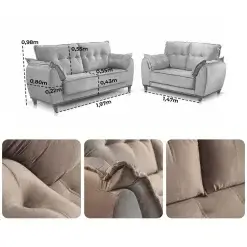Conjunto De Sofa Espanha Com 2 E 3 Lugares Tecido Veludo JC Estofados Medidas