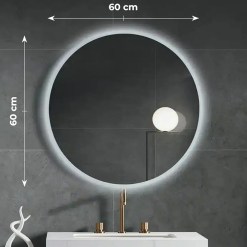 Espelho Paris Decorativo Redondo Com LED RJ Decor Medidas