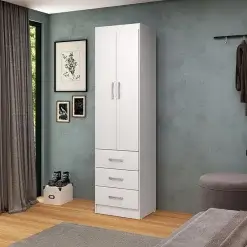 Guarda Roupa Camiseiro Texas Solteiro 2 Portas 3 Gavetas San Marino Branco