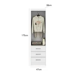 Guarda Roupa Camiseiro Texas Solteiro 2 Portas 3 Gavetas San Marino Medidas