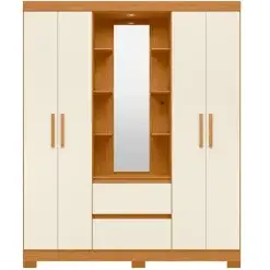 Guarda Roupa Capelinha Olimpia Solteiro Com Espelho 4 Portas 2 Gavetas Albatroz