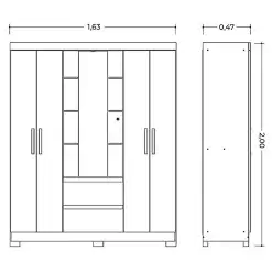 Guarda Roupa Capelinha Olimpia Solteiro Com Espelho 4 Portas 2 Gavetas Albatroz Medidas