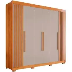 Guarda Roupa Granada Casal 6 Portas 6 Gavetas Ripado Salleto Cinamomo Off White