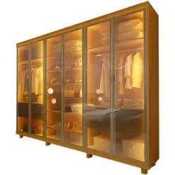 Guarda Roupa Innova Reflecta Casal 6 Portas 4 Gavetas Com LED