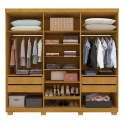 Guarda Roupa Innova Reflecta Casal 6 Portas 4 Gavetas Com LED Gelius Interno