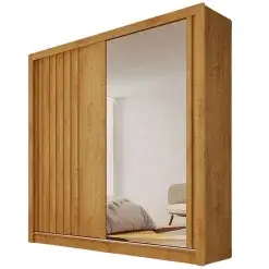 Guarda Roupa Lugano Casal Com Espelho Ripado 2 Portas 4 Gavetas