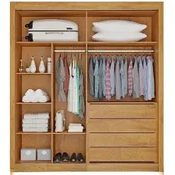 Guarda Roupa Lugano Casal Com Espelho Ripado 2 Portas 4 Gavetas Europa Interno